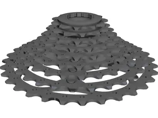 Cassete 9v SRAM PG-990 CAD 3D Model