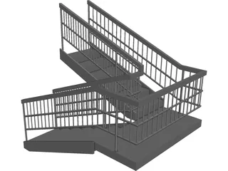 Double Staircase 3D Model 3D Preview