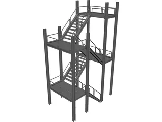 Two-level Stairs 3D Model 3D Preview
