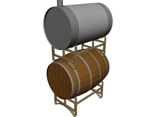 Wine Barrels 3D Model