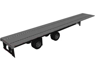 Split Axle Flatbed Trailer 3D Model