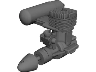 O.S. 61 FX RC Engine with Muffler 3D Model