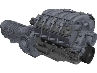 Chevrolet LS3 Engine and Transaxle Gearbox CAD 3D Model