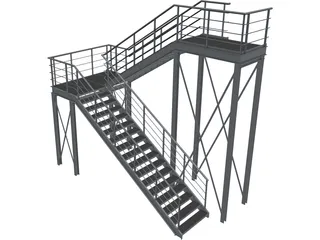 Metal Stairs 3D Model