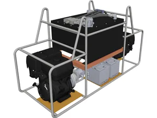 Hydraulic Station with 2 Honda GX 390 3D Model