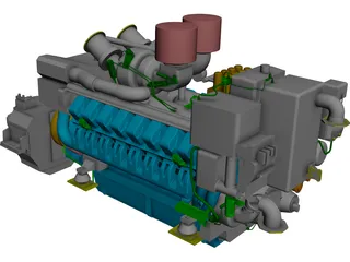 Marine Engine MTU 4500 CAD 3D Model