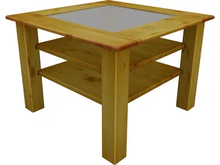 Wood Table with Glass 3D Model