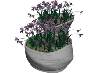 Flower Bed with Flowers 3D Model