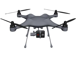 Four-Rotor UAV Drone CAD 3D Model