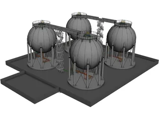 Gas Tanks 3D Model 3D Preview