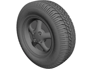 Wheel with Tire CAD 3D Model