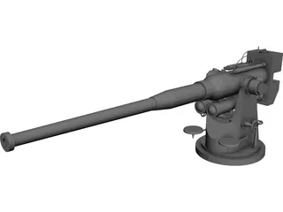 100mm Naval Cannon B25 3D Model 3D Preview