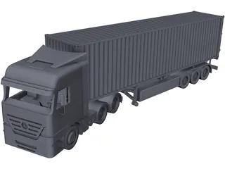Mercedes-Benz Actros with Trailer CAD 3D Model