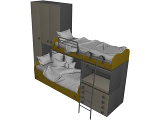Bunk Bed Dual 3D Model