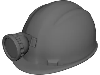 Miners Helmet with Head Lamp 3D Model