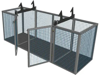 Steel Cage with Doors CAD 3D Model