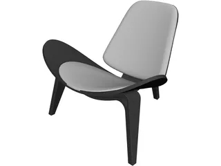 Hans J Wegner Three Legged Chair 3D Model