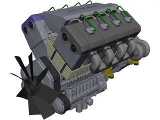 Turbo Diesel Engine CAD 3D Model