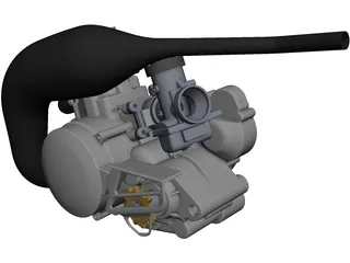 Engine Two Stroke 125cc CAD 3D Model