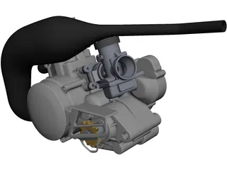 Two Stroke 125cc Engine CAD 3D Model