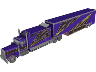 Kenworth W900 Custom with Trailer 3D Model