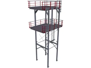 Stairtower 2 Levels CAD 3D Model
