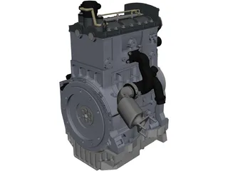 3 Cylinder Engine CAD 3D Model