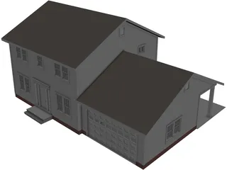 Colonial Style House 3D Model 3D Preview