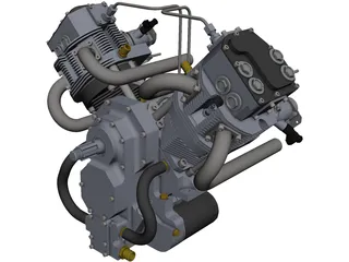 V-twin Engine CAD 3D Model