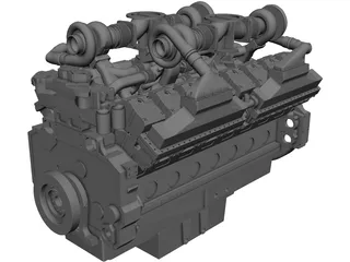 Cummins QSK60 V16 Engine CAD 3D Model