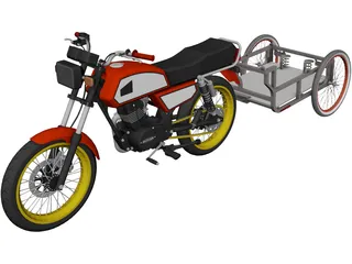 Honda ML 125 with Trailer 3D Model