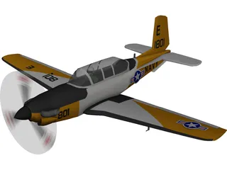 Beechcraft T-34C Turbo Mentor 3D Model