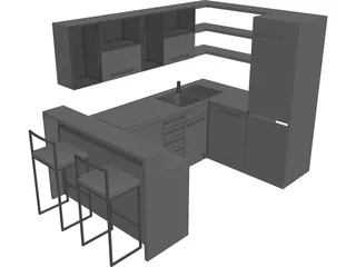 Kitchen with Sink 3D Model