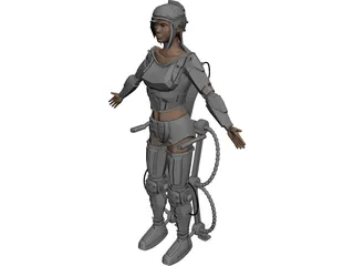 Woman Warrior Futuristic 3D Model