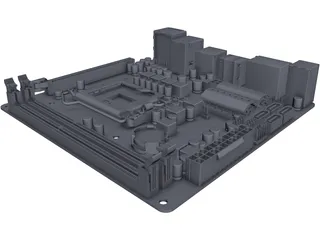 Gigabyte GA-H55N-USB3 Motheboard CAD 3D Model