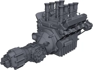 Jaguar XJ13 Engine and Gearbox CAD 3D Model