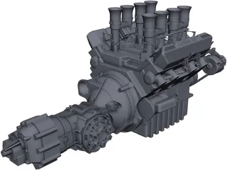 Jaguar XJ13 Engine and Gearbox 3D Model