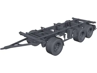 3 Axle Trailer CAD 3D Model