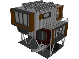 Shipping Container Home 3D Model 3D Preview