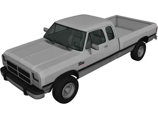Dodge Ram Club Cab (1991) 3D Model
