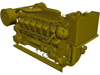 Caterpillar 3512 Generator Engine CAD 3D Model