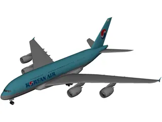 Airbus A380 Korean Air 3D Model