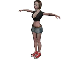 Girl In Skirt 3D Model