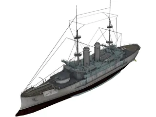 Mikasa Battleship 3D Model