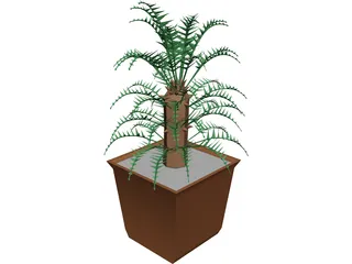 Cica Palm Tree with Sisal Vase 3D Model