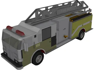 Single Axle Fire Rescue 3D Model 3D Preview