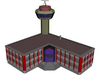 Control Tower with Airport Building 3D Model