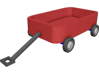 Children Red Wagon 3D Model