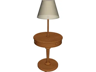 Rounded Table with Lamp 3D Model