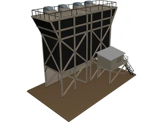 Grain Hopper 4x 3D Model